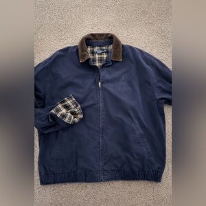 Vintage Polo Ralph Lauren Insulated Harrington Jacket L Navy Cord Collar Flannel